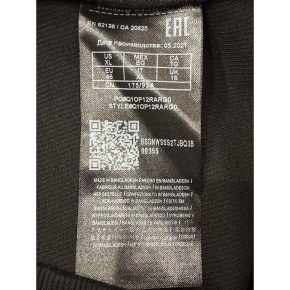 Guess Black cropped short sleeve shirt Wrap Tee ribbed Women’s XL stretch - Picture 7 of 7